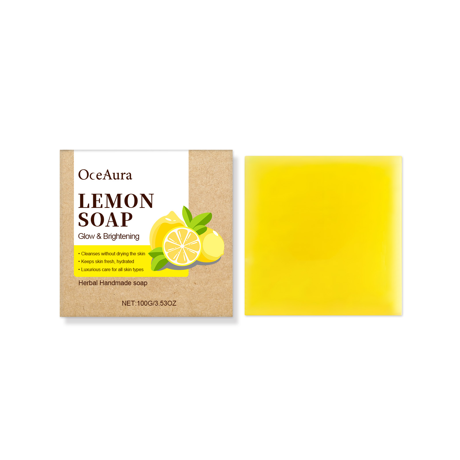 553391550 OceAura Lemon Herbal Vitamin C Soap Cleanser Body Skin Bath Mild Clean Refreshing Oil Control Skincare Soap - Image 1